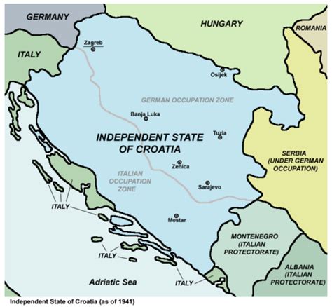Kaart Onafhankelijke Staat Kroatië 1942
