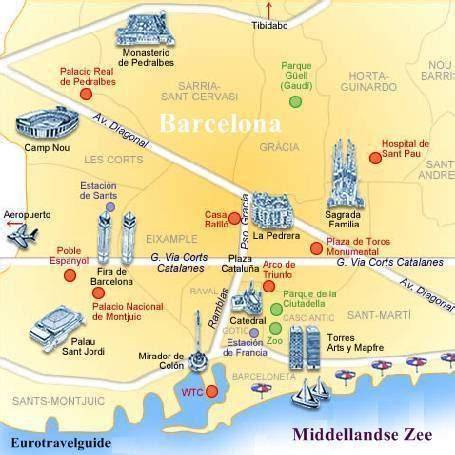 Kaart van Las Ramblas met bezienswaardigheden