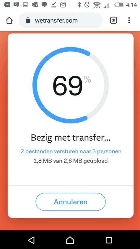 Foto’s uploaden naar WeTransfer